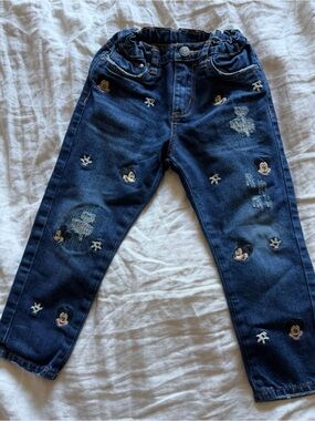 MonnaLisa Dark Blue Denim Jeans with Mickey Embroidery /size 4